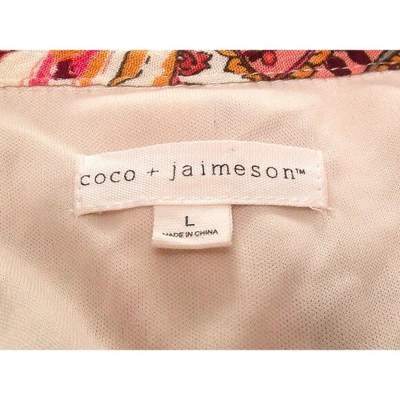 Coco Jaimeson Womens Multicolor Lace Detailing Neckline Tie Dress Large - Picture 7 of 9